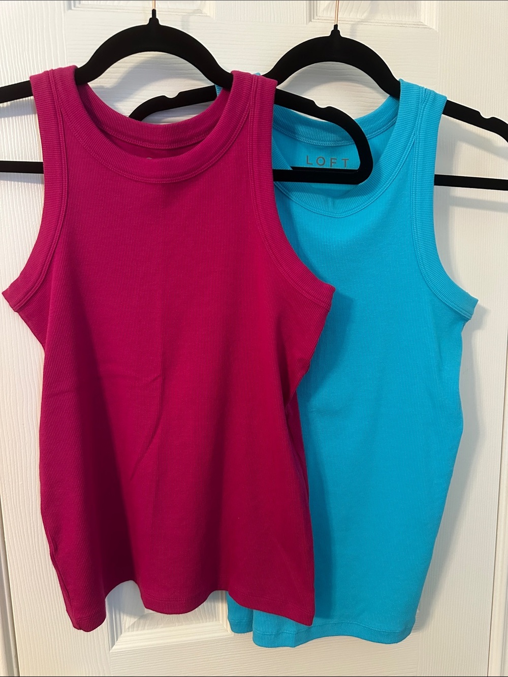 LOFT Ribbed Tank Tops in Fuchsia and Aqua (2-Pack)